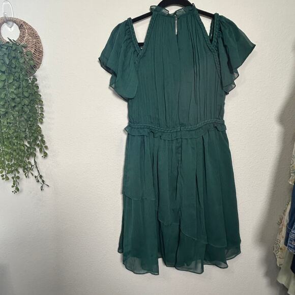 NEW Ted Baker Poppio Rope Detail Mini Dress Ruffle Rope Hunter Green Sz 6 Dainty - Picture 5 of 12